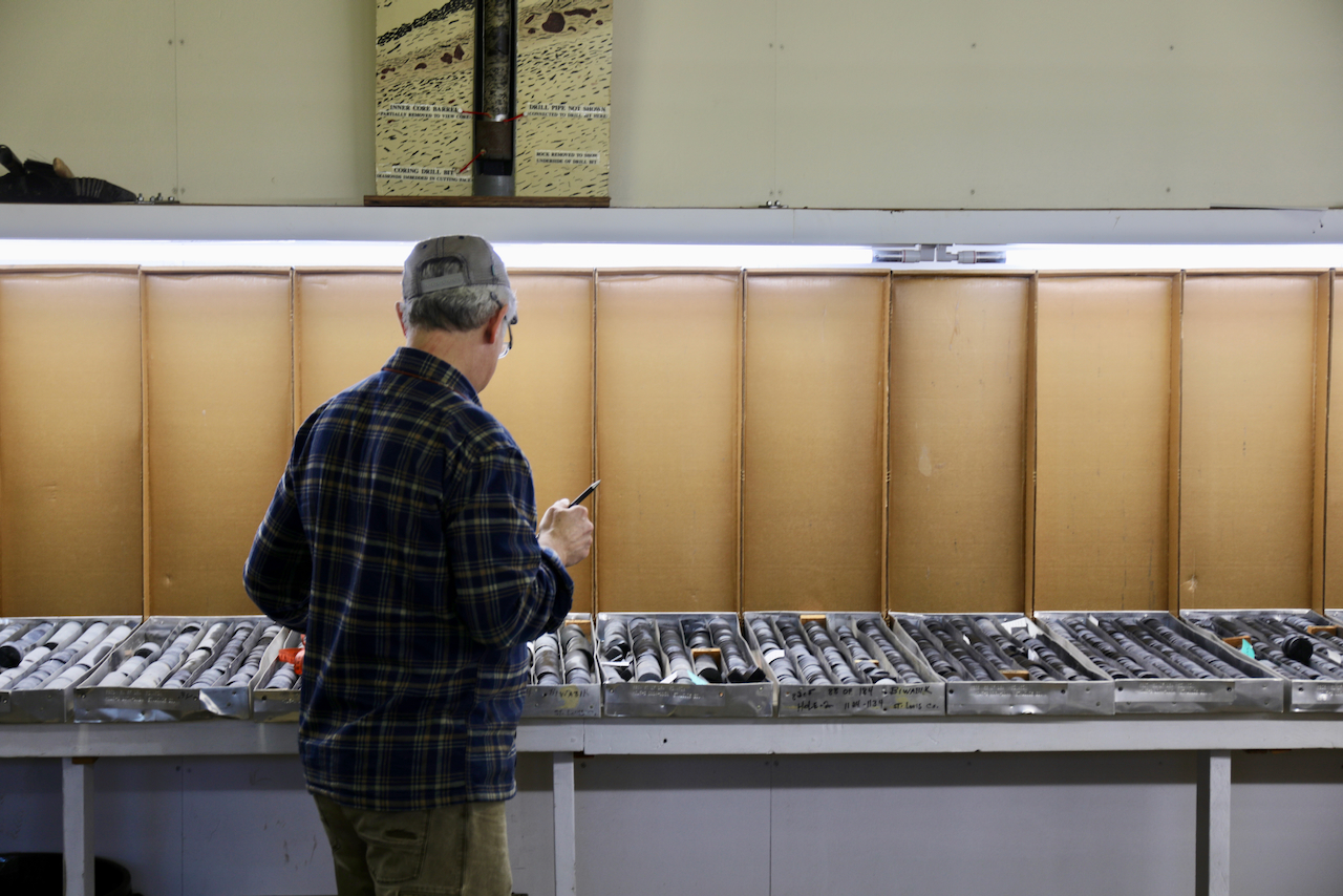 Galen Halverson sampling fossils